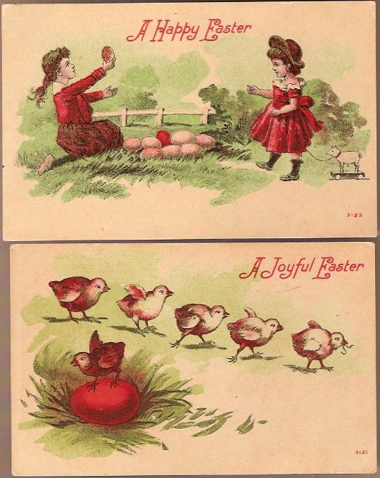 Vintage Post Cards (2) Easter Greetings Girls with Eggs and Chicks Vintage Post Cards (2) Easter Greetings Girls with Eggs and Chicks