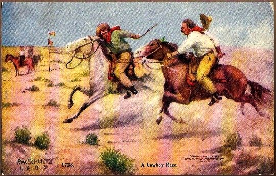 Vintage Post Card Artist Signed Western Cowboy's with Horses Vintage Post Card Artist Signed Western Cowboy's with Horses