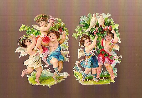 Vintage Victorian Die Cuts (2) Cherubs with Flowers and Doves Vintage Victorian Die Cuts (2) Cherubs with Flowers and Doves