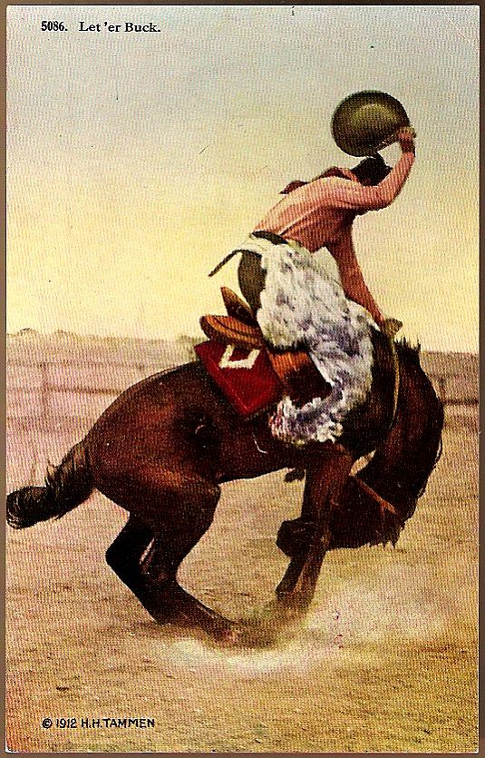 Vintage Post Card Artist Signed Western Photo Print Cowboy on Bucking Horse Vintage Post Card Artist Signed Western Photo Print Cowboy on Bucking Horse