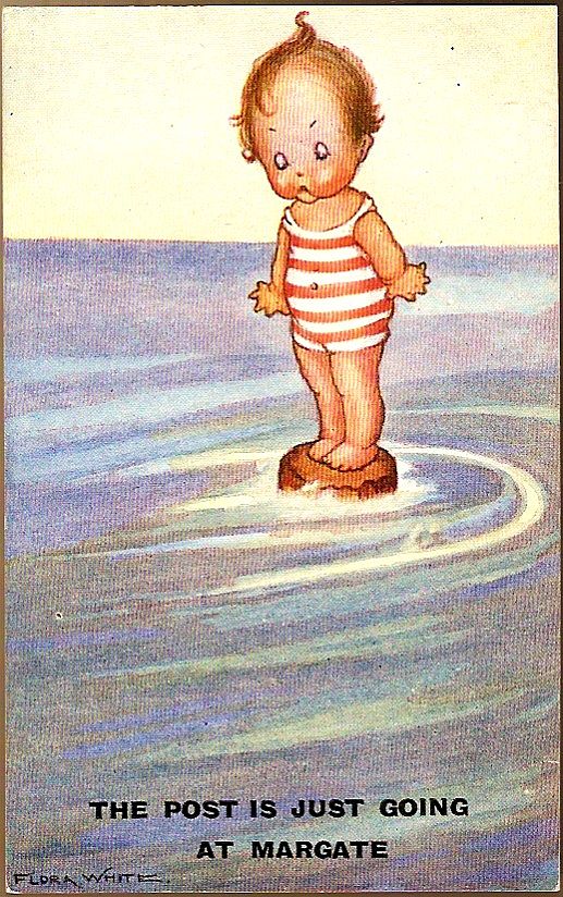 Vintage Post Card Artist Signed Bathing Beauty Girl with Verse Vintage Post Card Artist Signed Bathing Beauty Girl with Verse