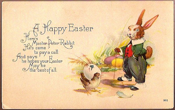 Vintage Post Card Easter Greetings Peter Rabbit in Waistcoat with Cane Vintage Post Card Easter Greetings Peter Rabbit in Waistcoat with Cane