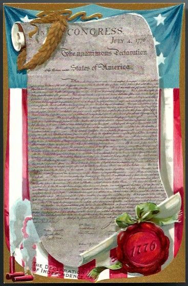 Vintage Post Card Tucks Patriotic Declaration of Independence Vintage Post Card Tucks Patriotic Declaration of Independence