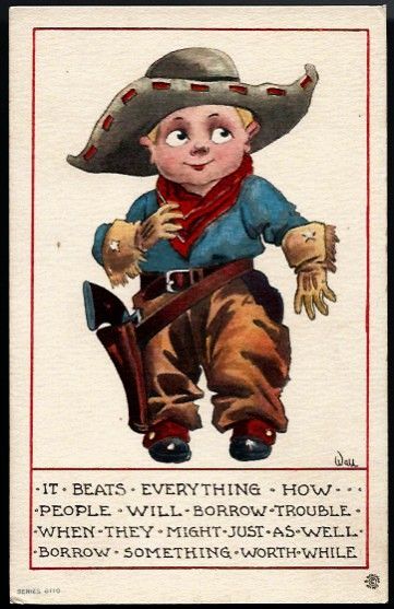 Vintage Post Card Artist Signed Western Cowboy with Hat and Pistol Vintage Post Card Artist Signed Western Cowboy with Hat and Pistol