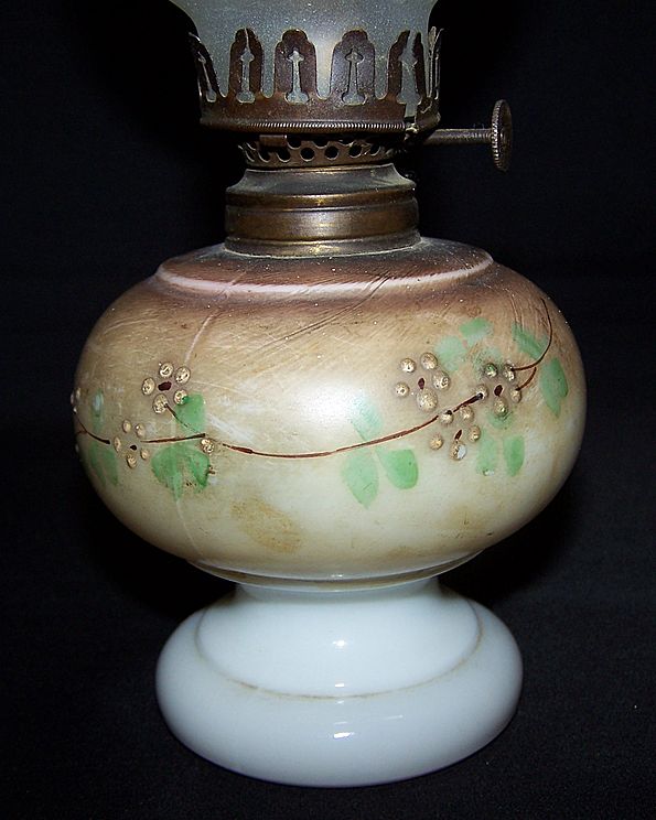 Petite size early Hand Painted Oil Lamp Petite size early Hand Painted Oil Lamp