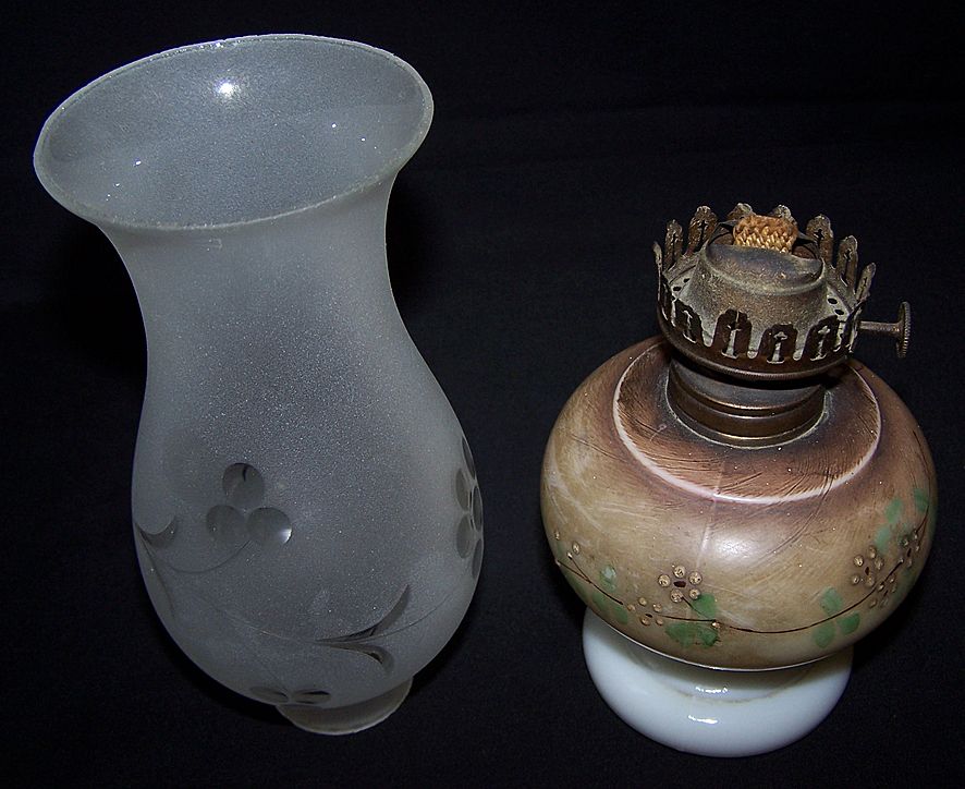 Petite size early Hand Painted Oil Lamp Petite size early Hand Painted Oil Lamp