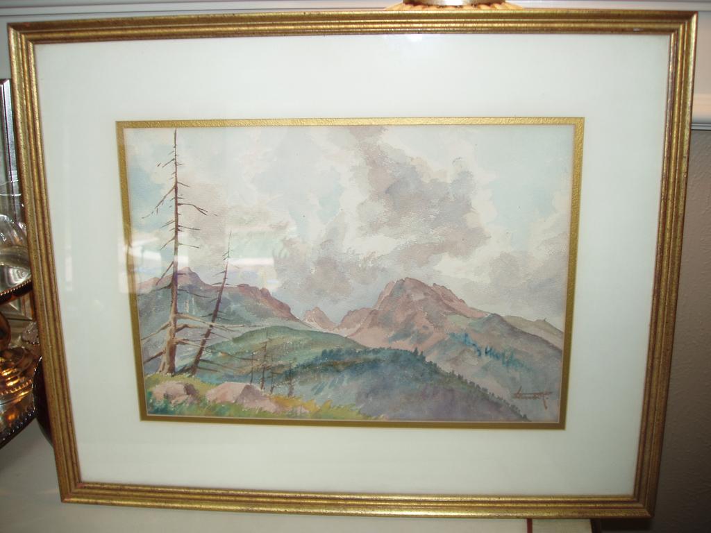 Vintage Watercolor - Rocky Mountain Scene Vintage Watercolor - Rocky Mountain Scene