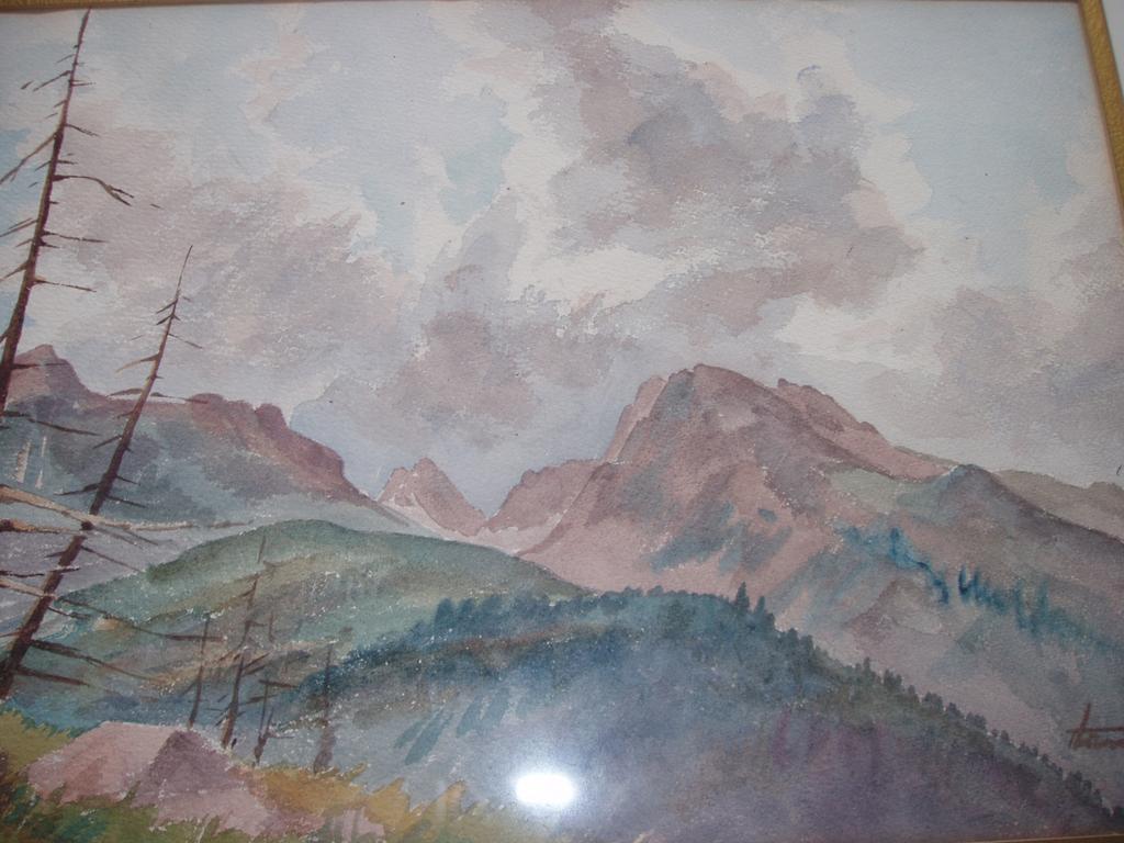 Vintage Watercolor - Rocky Mountain Scene Vintage Watercolor - Rocky Mountain Scene