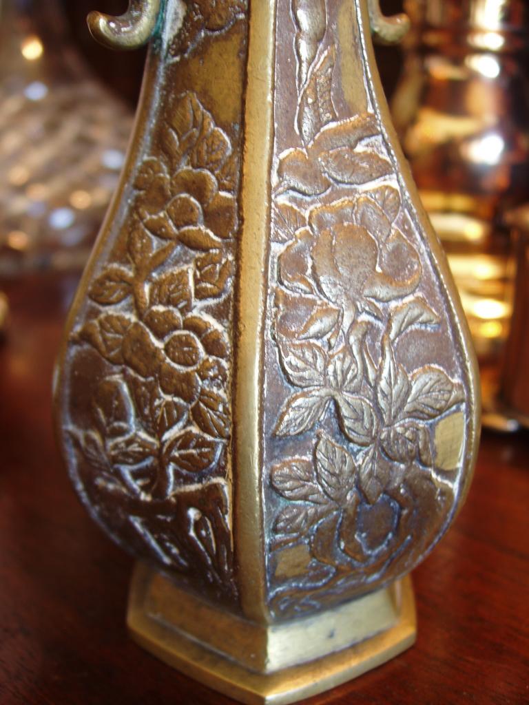 Antique Meiji Period Brass Bud Vase Antique Meiji Period Brass Bud Vase