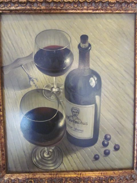 Wine Bottle with Glasses Oil Painting on canvas Wine Bottle with Glasses Oil Painting on canvas