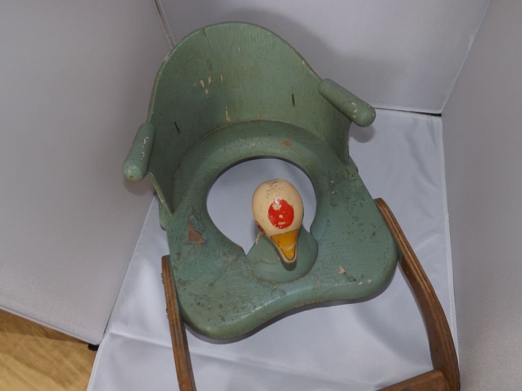 Antique Baby Potty Seat with Ducky from e3antiques on Ruby Lane