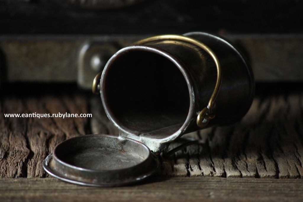 Antique English Dairy Milk Cream Can - Brass / Steel TINY Pail Antique English Dairy Milk Cream Can - Brass / Steel TINY Pail