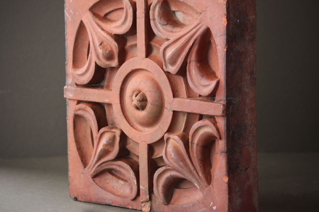 Antique Victorian Terracotta Facade Brick - 19th Century Architectural Salvage Element Antique Victorian Terracotta Facade Brick - 19th Century Architectural Salvage Element