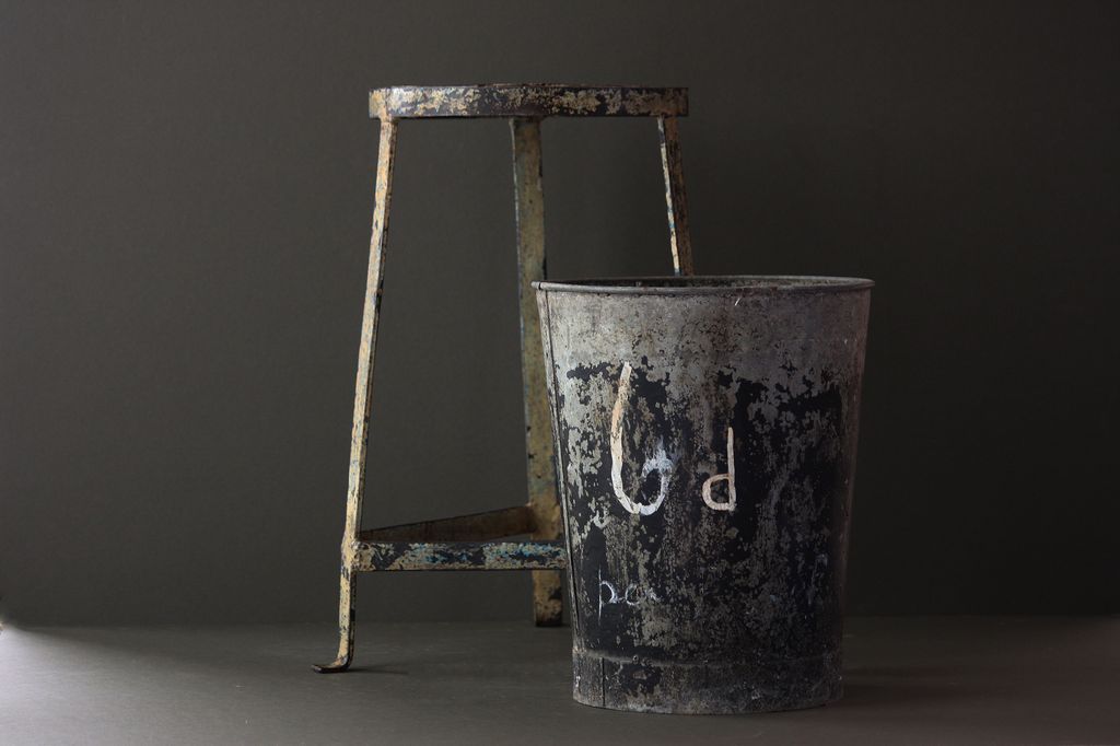 Vintage English Florists Flower Bucket - Galvanized Metal Market Garden BUcket Vintage English Florists Flower Bucket - Galvanized Metal Market Garden BUcket