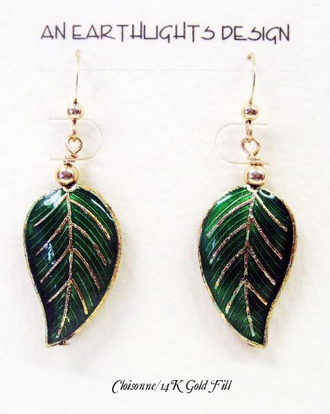 Wonderful Cloisonne "Leaf" Dangle Earrings Wonderful Cloisonne "Leaf" Dangle Earrings