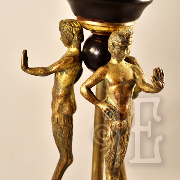 Unique Very Vintage Satyr Lamp with Alabaster Shade Unique Very Vintage Satyr Lamp with Alabaster Shade