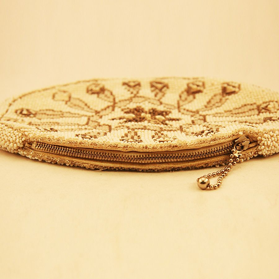 White Beaded Clutch, ca. 1930 "Made in Czechoslovakia" White Beaded Clutch, ca. 1930 "Made in Czechoslovakia"