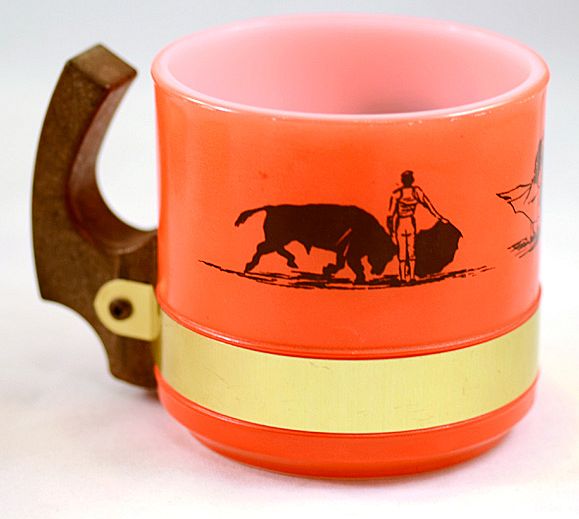 Ole! Vintage 4 Piece Red Siesta Ware Bullfighter Mug Set with Cart Ole! Vintage 4 Piece Red Siesta Ware Bullfighter Mug Set with Cart