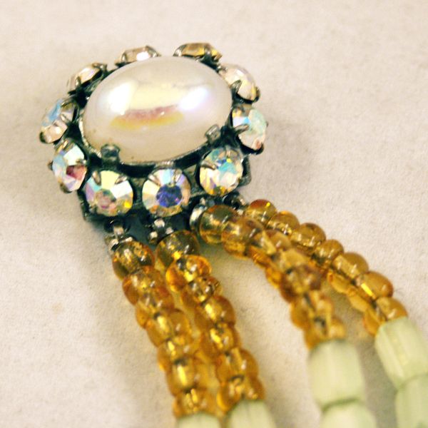 ca 1930's Magnificent Sea-Green Art Glass and Baroque Pearl Multi-Strand Necklace ca 1930's Magnificent Sea-Green Art Glass and Baroque Pearl Multi-Strand Necklace