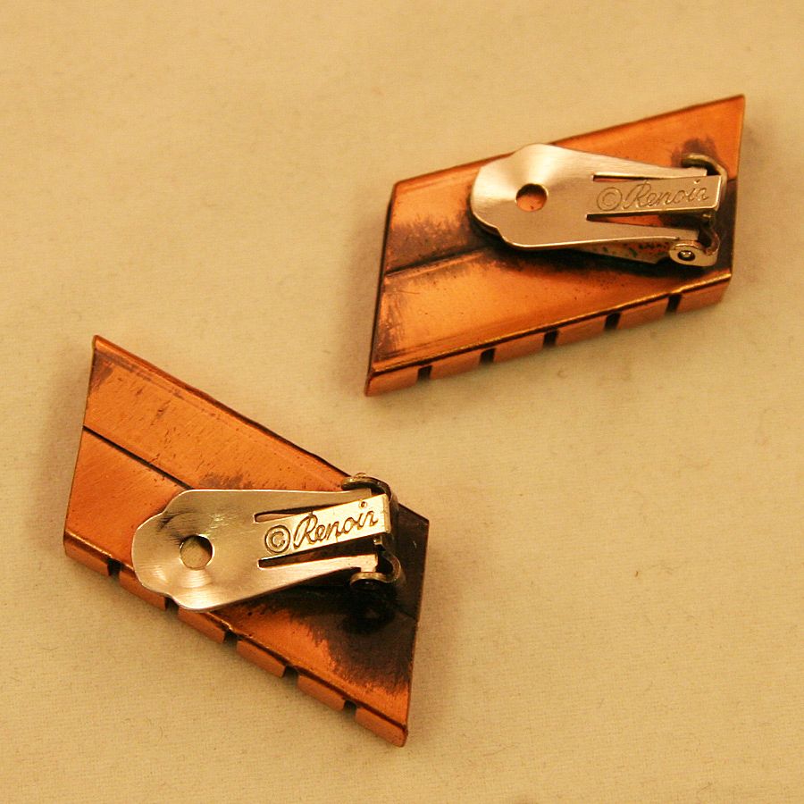 Renoir Modernist Set of Copper Earrings, Bracelet, and Belt Renoir Modernist Set of Copper Earrings, Bracelet, and Belt