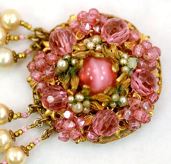 Wonderful Miriam Haskell Three-Strand Necklace with Faux Pearls Wonderful Miriam Haskell Three-Strand Necklace with Faux Pearls