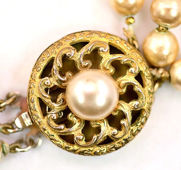 Wonderful Miriam Haskell Three-Strand Necklace with Faux Pearls Wonderful Miriam Haskell Three-Strand Necklace with Faux Pearls