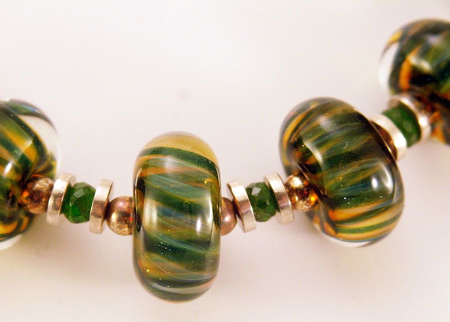 OOAK Davison AAA Grade "Chrome" Tourmaline and Art Glass Necklace/Earring Set OOAK Davison AAA Grade "Chrome" Tourmaline and Art Glass Necklace/Earring Set