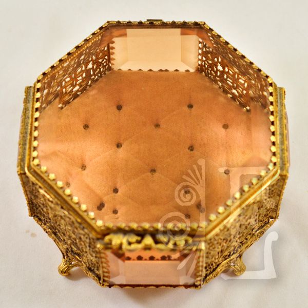 Antique Beveled Glass Octagonal Ormolu Jewel Casket - Gorgeous Antique Beveled Glass Octagonal Ormolu Jewel Casket - Gorgeous