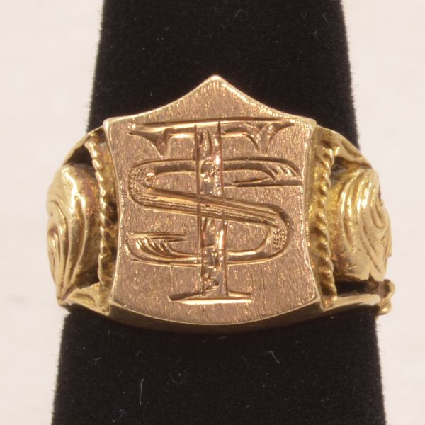 14K Gold Signet Ring, Very Handsome with "TS" Initials 14K Gold Signet Ring, Very Handsome with "TS" Initials