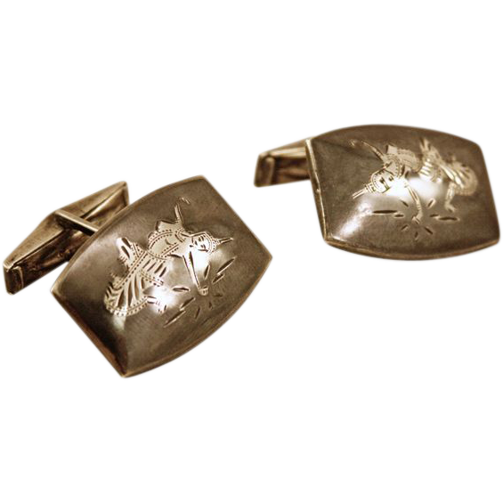 ca 1940s Siamese Nielloware Cuff Links ca 1940s Siamese Nielloware Cuff Links