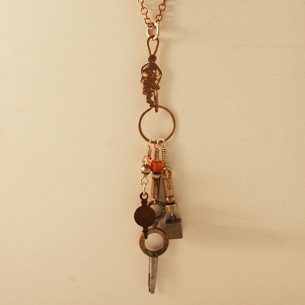 OOAK Davison Charm Necklace with Vintage Pocket Watch Winding Key OOAK Davison Charm Necklace with Vintage Pocket Watch Winding Key