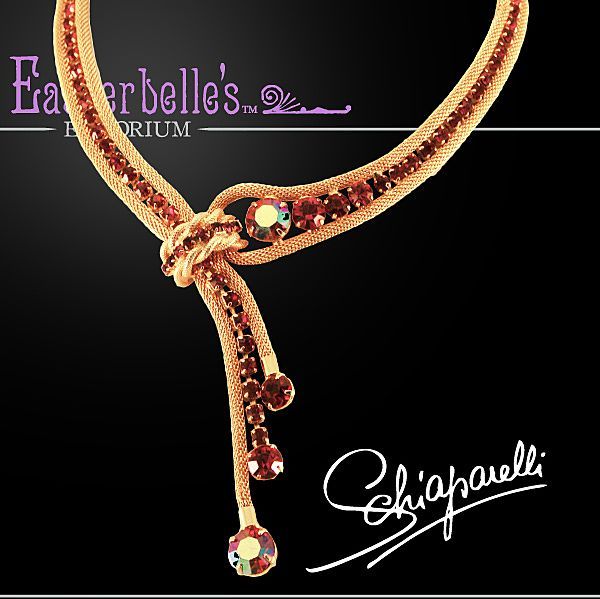 Must See Schiaparelli Sparkling Rhinestone Gold-Tone Mesh Necklace Must See Schiaparelli Sparkling Rhinestone Gold-Tone Mesh Necklace