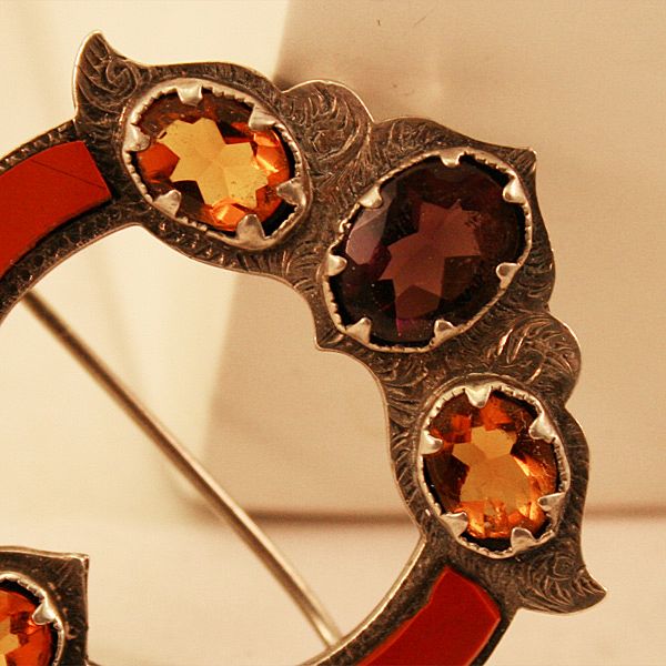 ca 1800's Rare Sterling Silver Scottish Agate Cairngorm and Amethyst Brooch ca 1800's Rare Sterling Silver Scottish Agate Cairngorm and Amethyst Brooch