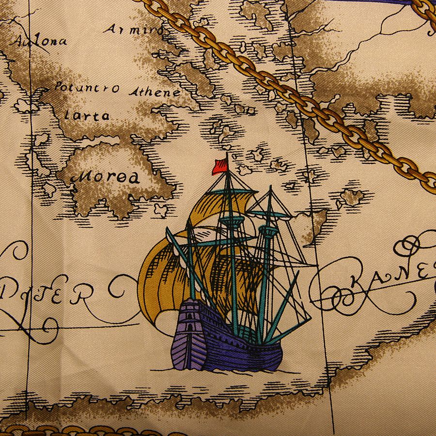 World Traveler Vintage Scarf with a Stylized Map - Beautiful! World Traveler Vintage Scarf with a Stylized Map - Beautiful!