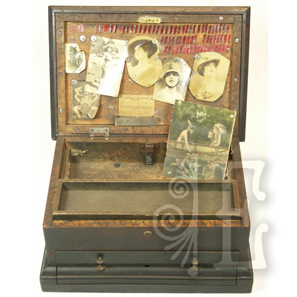 Very Vintage Solid Oak Tool Chest with Men's "Treasured" Private Photos Very Vintage Solid Oak Tool Chest with Men's "Treasured" Private Photos