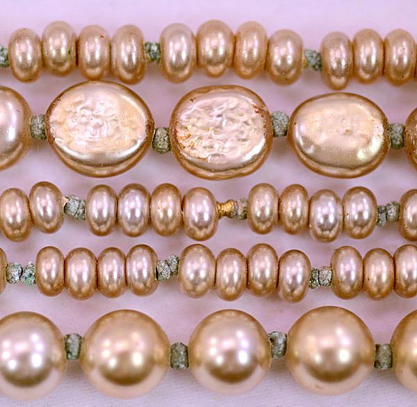 Rare Dove Clasp Miriam Haskell 5-Strand Baroque Pearl Necklace Rare Dove Clasp Miriam Haskell 5-Strand Baroque Pearl Necklace