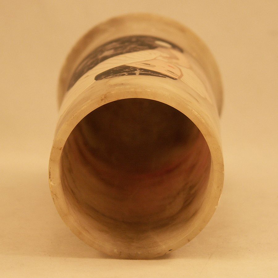 ca 1920s French Lovely Alabaster Vase with Pierrette ca 1920s French Lovely Alabaster Vase with Pierrette