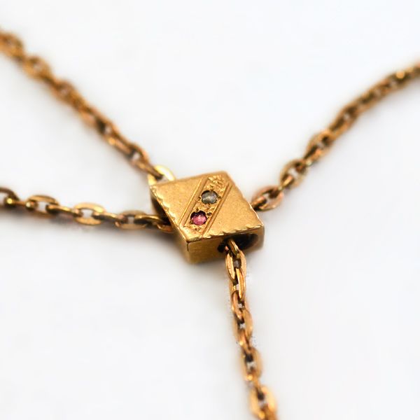 Antique 48" Sliding Watch Chain with 12K Yellow Gold Plate Antique 48" Sliding Watch Chain with 12K Yellow Gold Plate