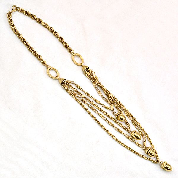 Vintage Layered Germany Acorn Pendant Gold-Colored Snake Chain Necklace Vintage Layered Germany Acorn Pendant Gold-Colored Snake Chain Necklace