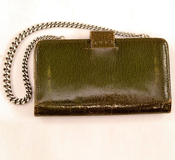 ca 1904 Krumm Heavily Hallmarked Green Leather and Sterling Silver Coin Purse ca 1904 Krumm Heavily Hallmarked Green Leather and Sterling Silver Coin Purse