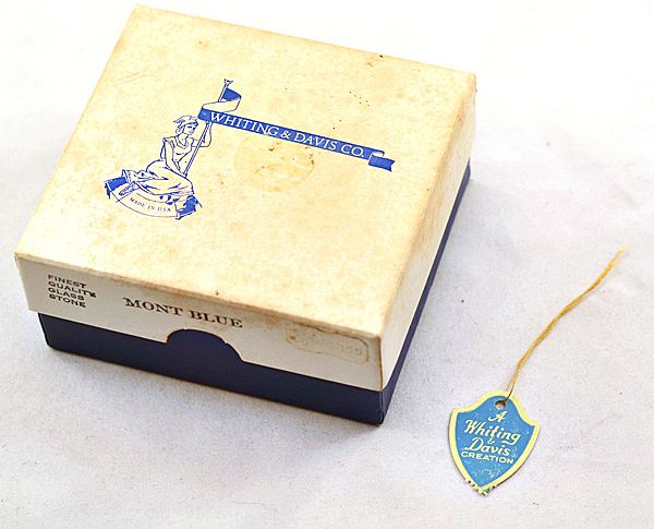 Whiting & Davis Enormous Sapphire-colored Rhinestone Necklace & Earring Set Orig Box Whiting & Davis Enormous Sapphire-colored Rhinestone Necklace & Earring Set Orig Box