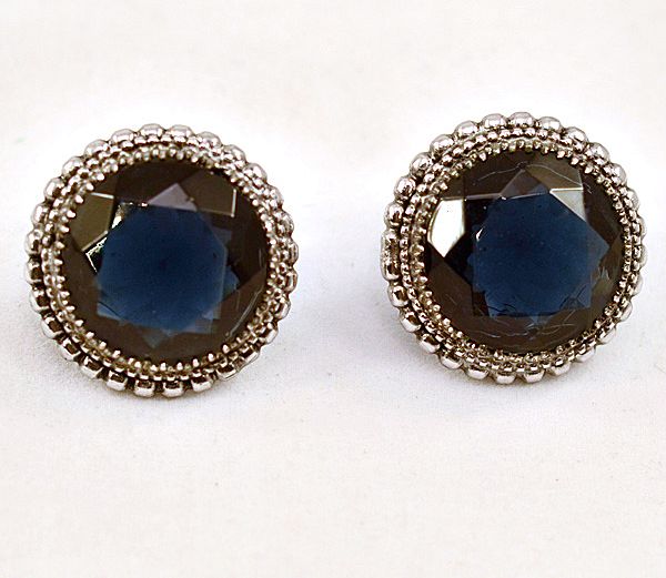 Whiting & Davis Enormous Sapphire-colored Rhinestone Necklace & Earring Set Orig Box Whiting & Davis Enormous Sapphire-colored Rhinestone Necklace & Earring Set Orig Box