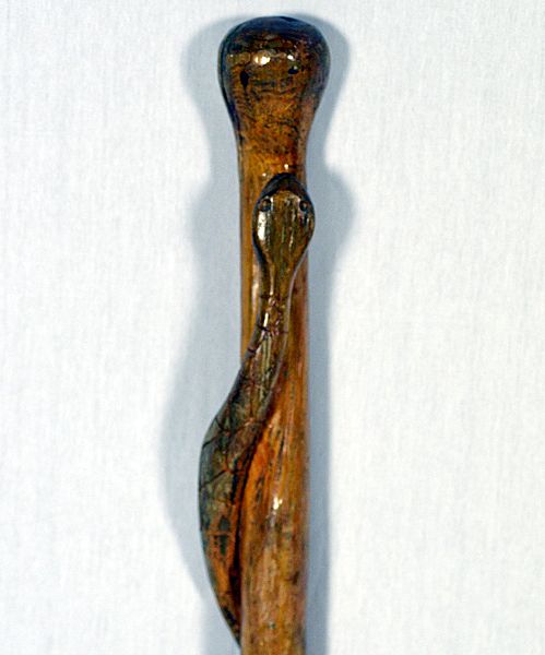 Vintage Folk Art Hand Carved Wooden Rattlesnake Walking Stick Vintage Folk Art Hand Carved Wooden Rattlesnake Walking Stick