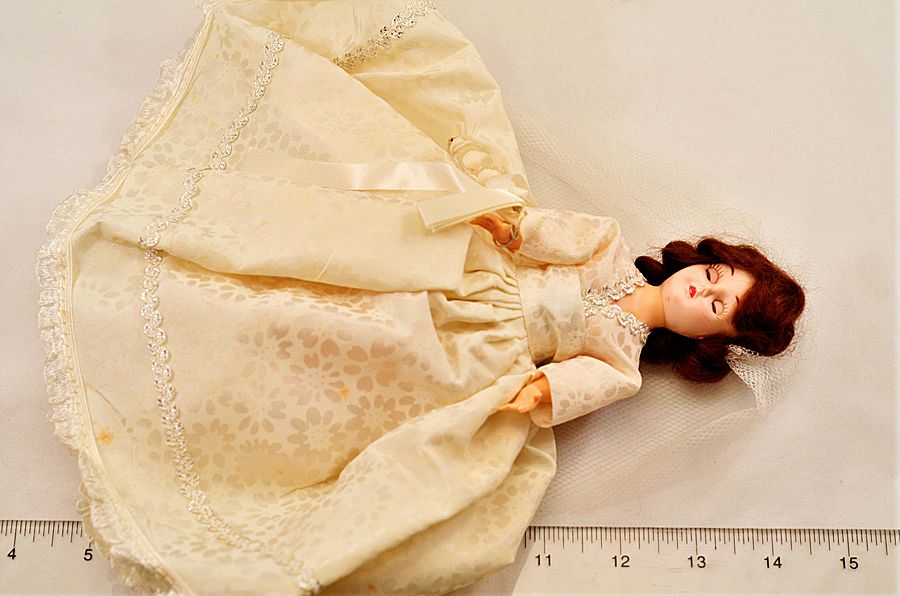 ca 1930-'40s Celluloid Bride Doll Pinwheel Eyes - 7-1/2" Tall ca 1930-'40s Celluloid Bride Doll Pinwheel Eyes - 7-1/2" Tall