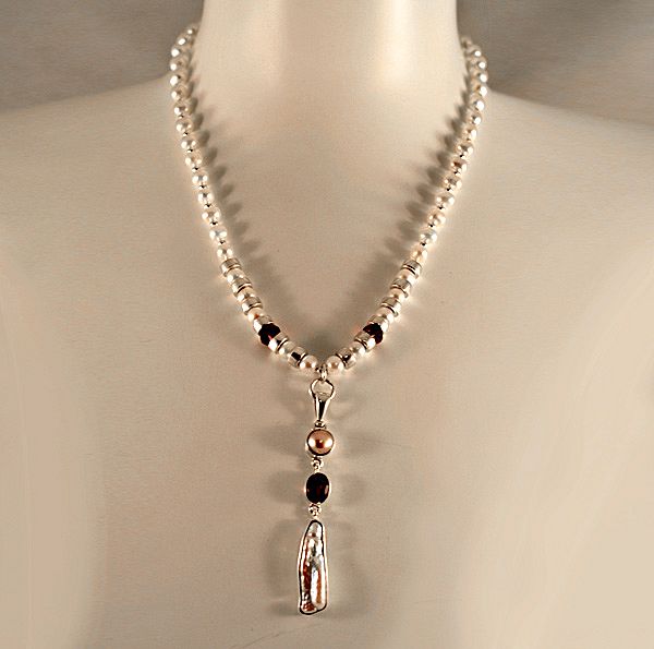 OOAK Davison Necklace with Freshwater Pearls, Amethyst & Sterling Silver OOAK Davison Necklace with Freshwater Pearls, Amethyst & Sterling Silver