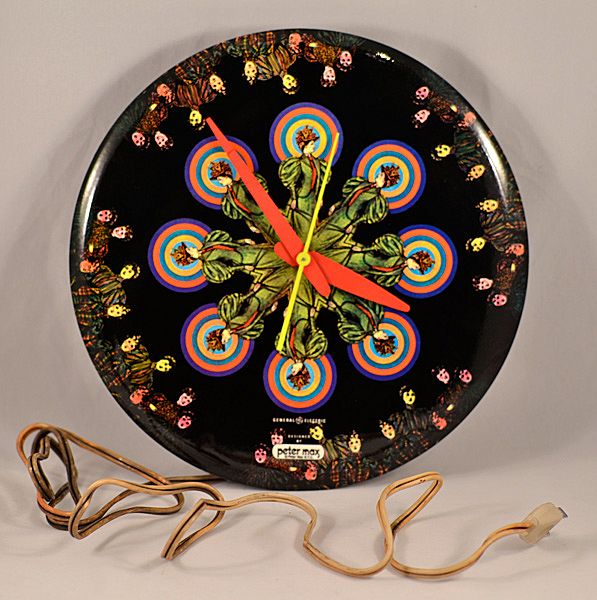 Iconic Vintage Peter Max GE Enameled Metal Wall Clock Rare and Highly Collectible Iconic Vintage Peter Max GE Enameled Metal Wall Clock Rare and Highly Collectible