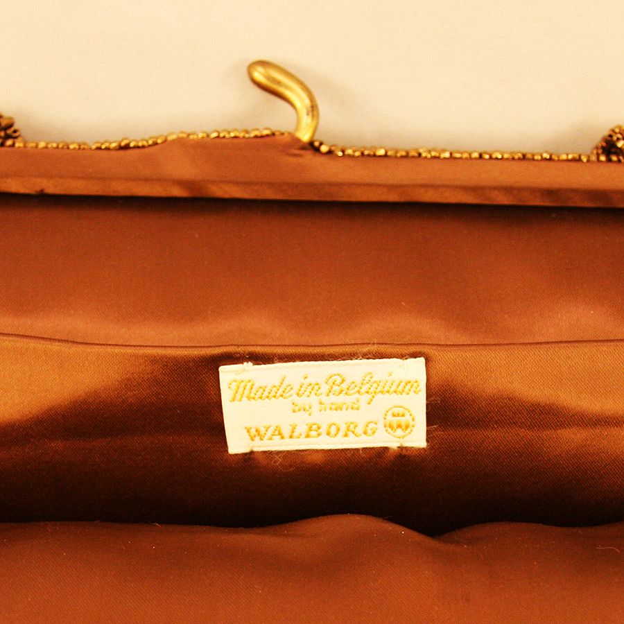 One Gorgeous Walborg Made In Belgium Bronze Fully Seed Beaded Handbag One Gorgeous Walborg Made In Belgium Bronze Fully Seed Beaded Handbag