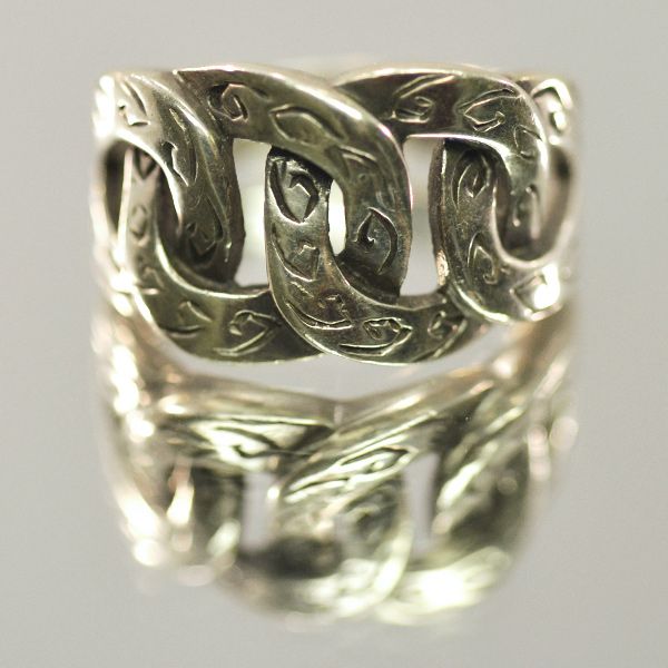 Vintage Stylized Curb Link Sterling Ring Vintage Stylized Curb Link Sterling Ring