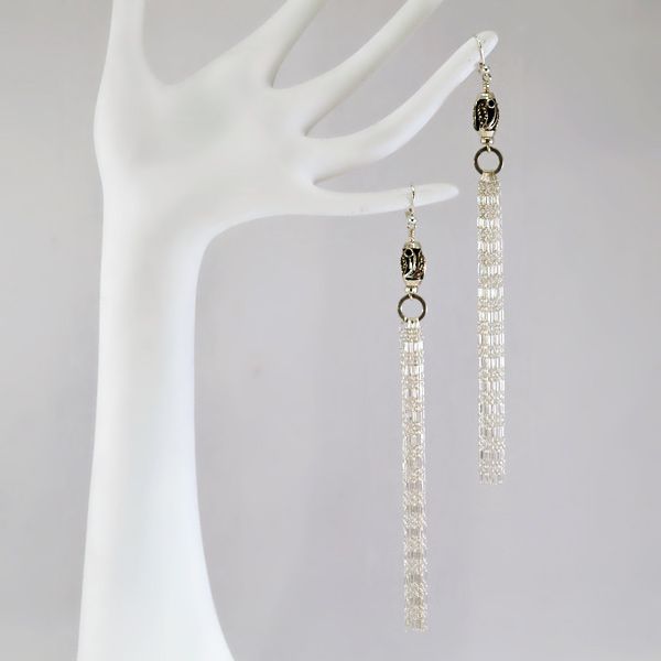 Sexy Marcasite and Sterling Shoulder Duster Chain Earrings Sexy Marcasite and Sterling Shoulder Duster Chain Earrings