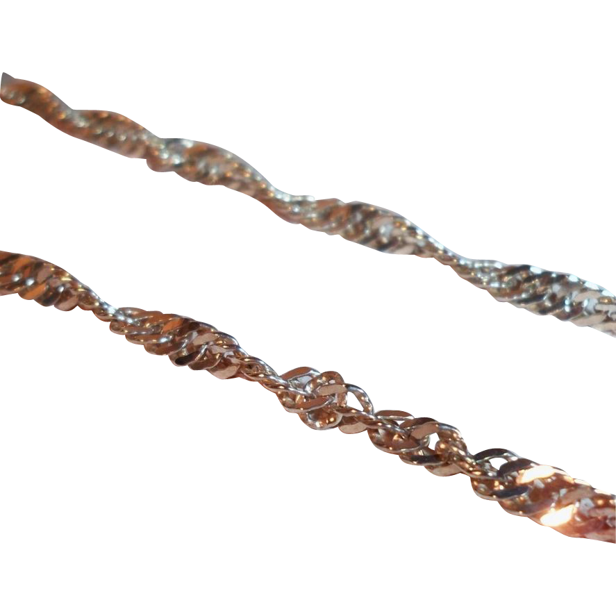Vintage Sterling Silver Twisted Chain Necklace, 18" Long, Italy from